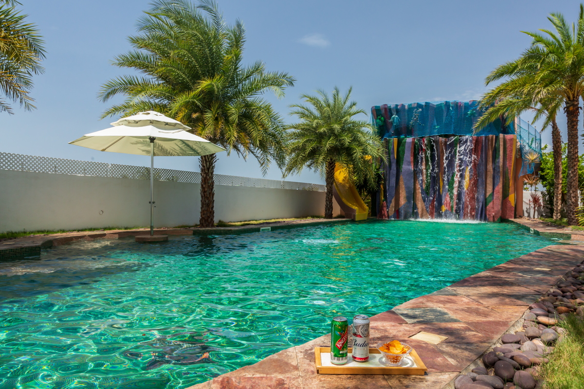 Private pool, Outdoor pool, Gazebo, Drinks, Pool with a slide, SaffronStays Venmani, Mahabalipuram