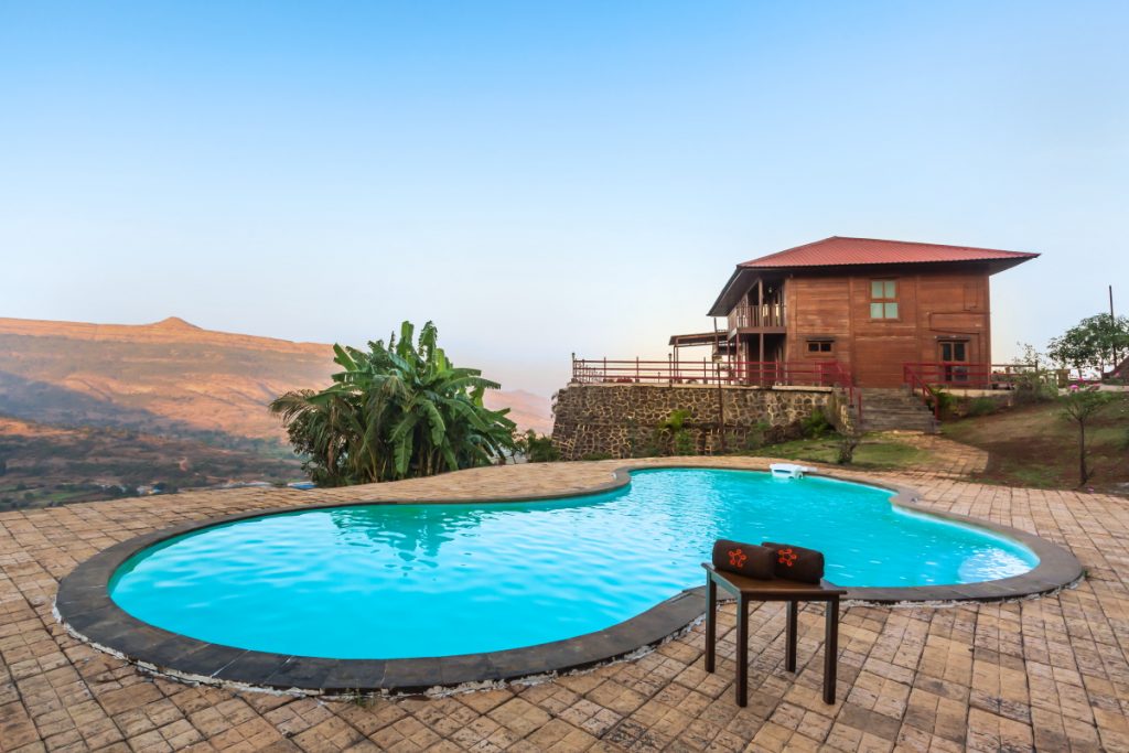 pool, Wooden Chalet, Hill side, Hill view
