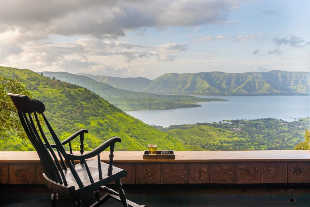 Beautiful view of the confluence of Krishna and Kalki rivers from the terrace of SaffronStays Avabodha in Panchgani