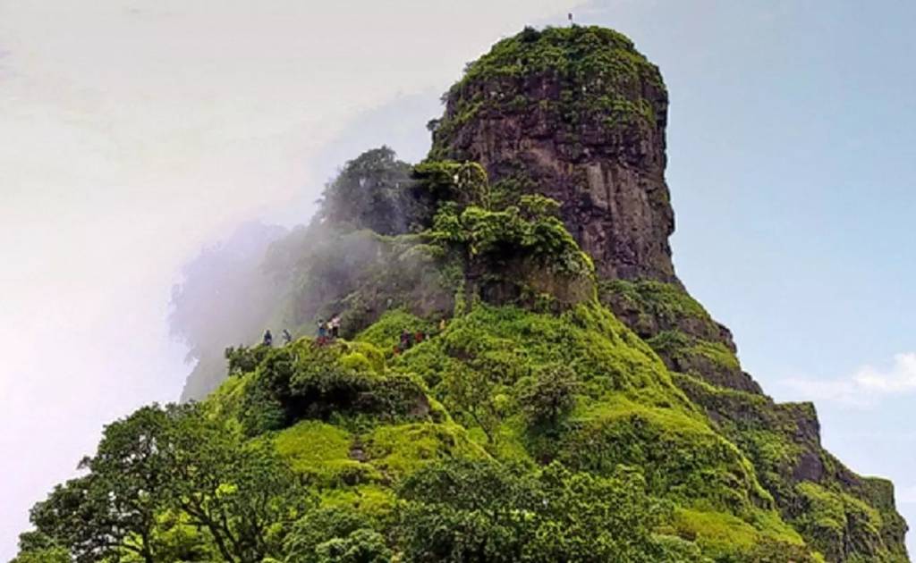 Karnala Fort's basalt pinnacle rising above Karnala Bird Sanctuary near Pen, Maharashtra
